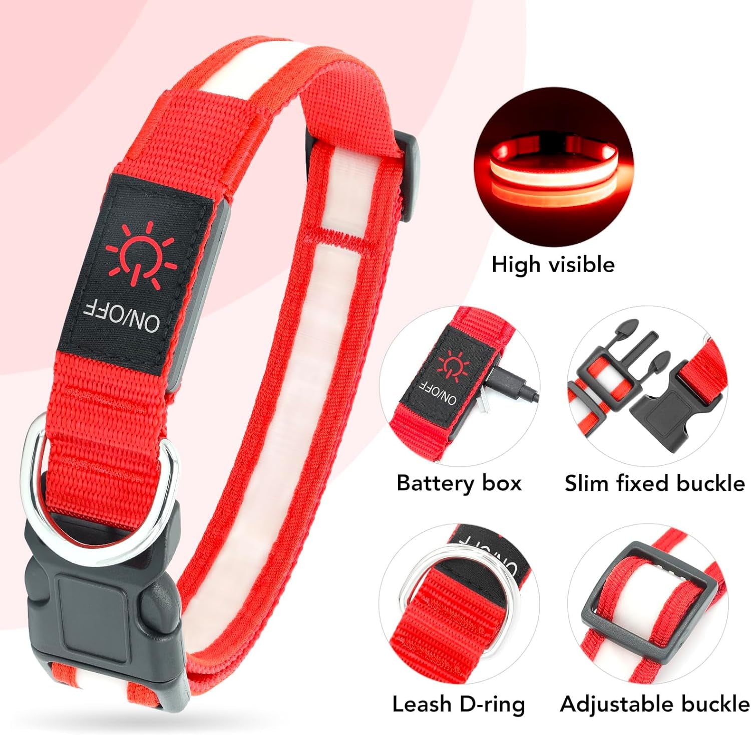 Light Up Your Pup's Night with  LED Dog Collar! 🐶✨ Adjustable, USB Rechargeable, and Super Bright Safety Glow - Perfect for Small Dogs in Red! 🌟 #DogLovers #PetSafety