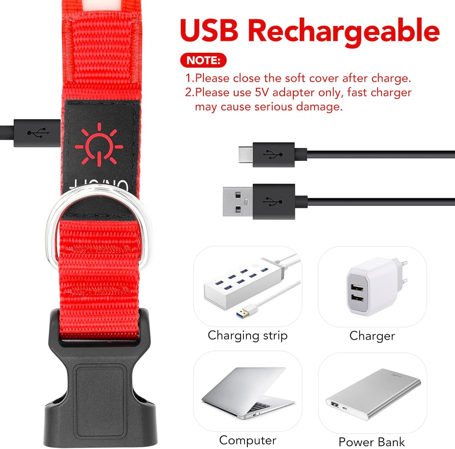 Light Up Your Pup's Night with  LED Dog Collar! 🐶✨ Adjustable, USB Rechargeable, and Super Bright Safety Glow - Perfect for Small Dogs in Red! 🌟 #DogLovers #PetSafety