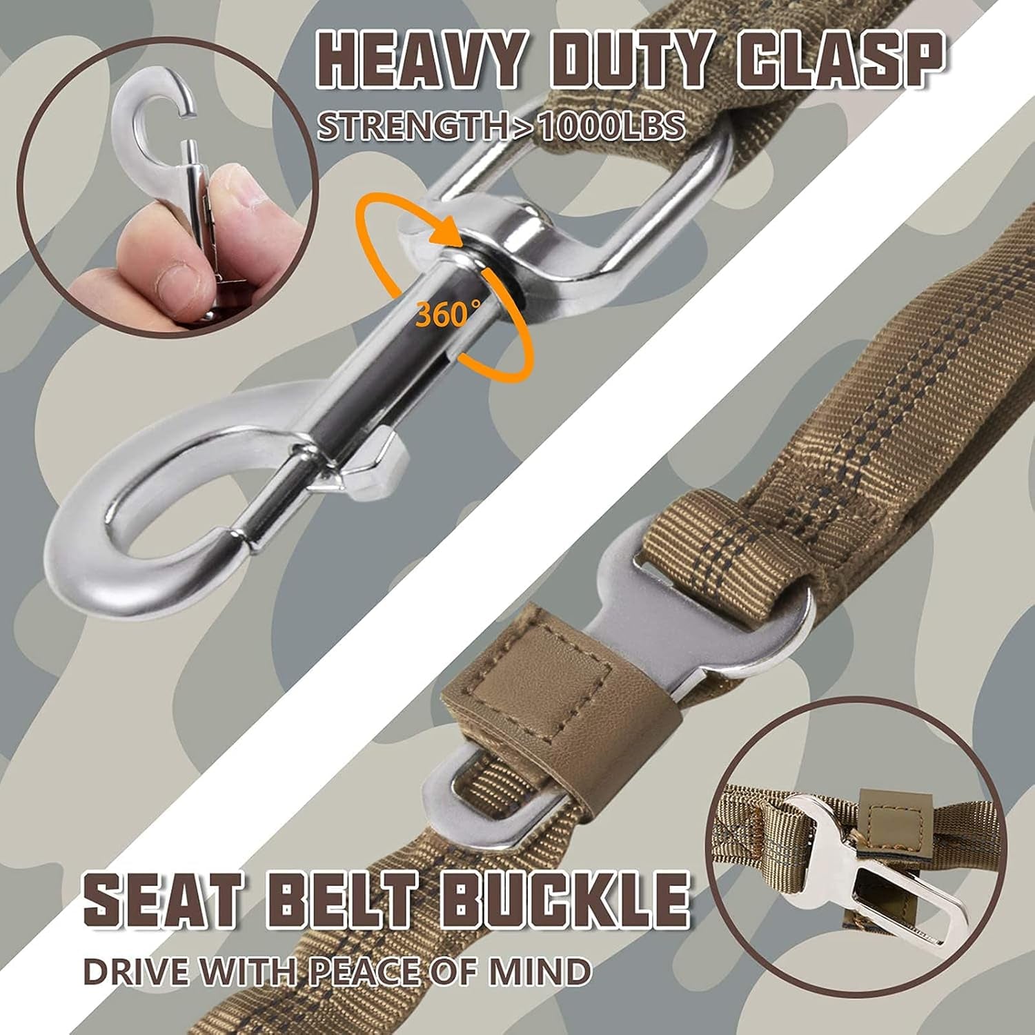 Get Ready for Adventure! 🐾 Check Out the  Heavy Duty Bungee Dog Leash - Perfect for Large Breeds! 🚀 No Pull, Shock Absorption & Padded Comfort! 🌟 Choose 4.5FT or 6FT! Army Yellow Style! 🐶✨