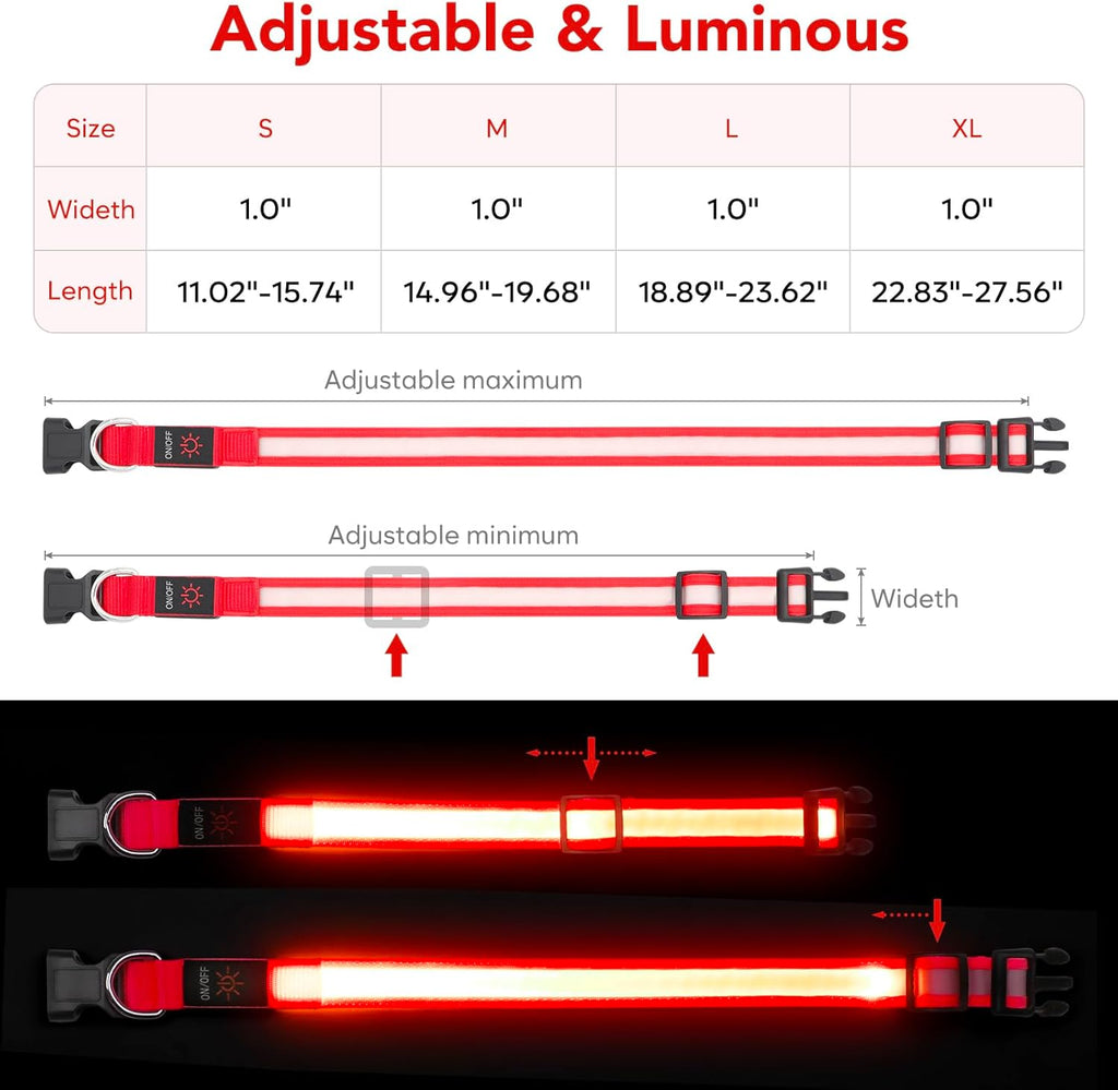Light Up Your Pup's Night with  LED Dog Collar! 🐶✨ Adjustable, USB Rechargeable, and Super Bright Safety Glow - Perfect for Small Dogs in Red! 🌟 #DogLovers #PetSafety